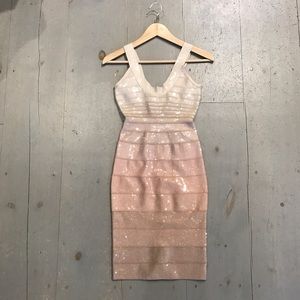 Herve Leger Ebba Sequin Ombré Dress Sz XXS